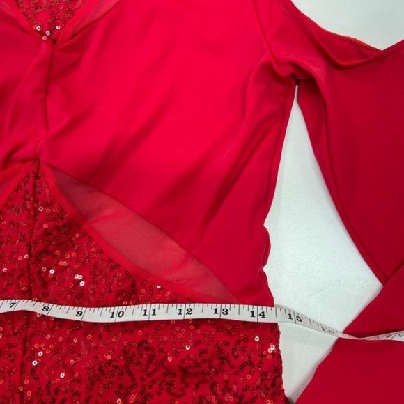 Weissman Dance Performance Costume Child’s Size XXL Red Sequin One Piece NEW - Picture 6 of 13